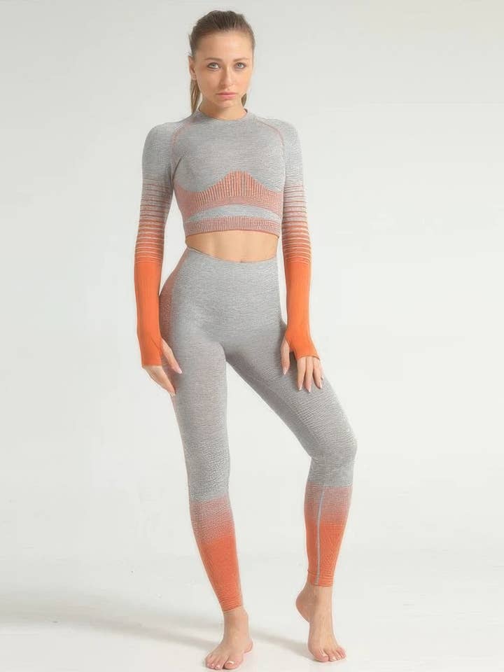 Stripe Seamless Yoga Set for wholesale by CC Wholesale Clothing