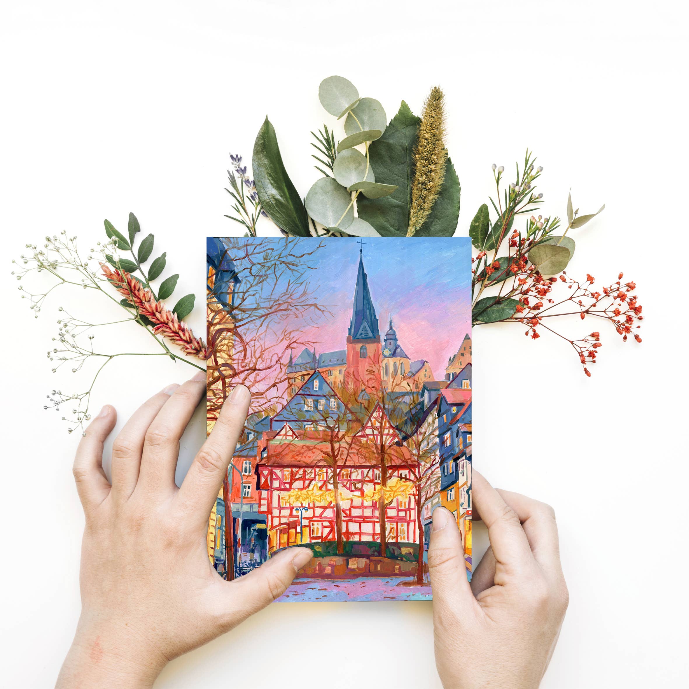 Atelier No.1 - Wholesale Ansichtkaart - Ansichtkaart, DIN A6, landschap, olieverfschilderij, oude stad1