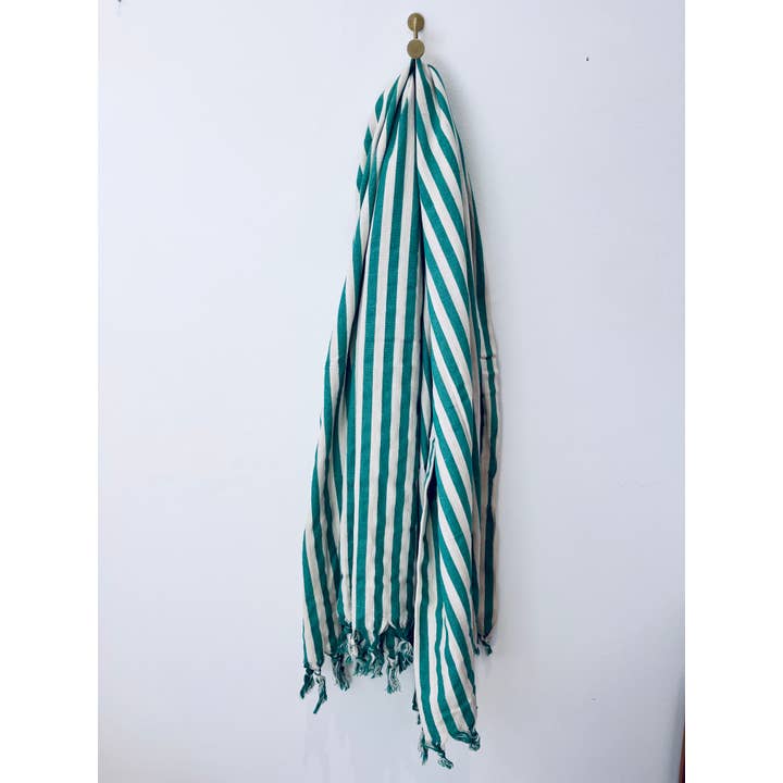 LEY! - Wholesale Sjaal - Dames - Plaid in terracotta- en witstrepen 90x180 cm4