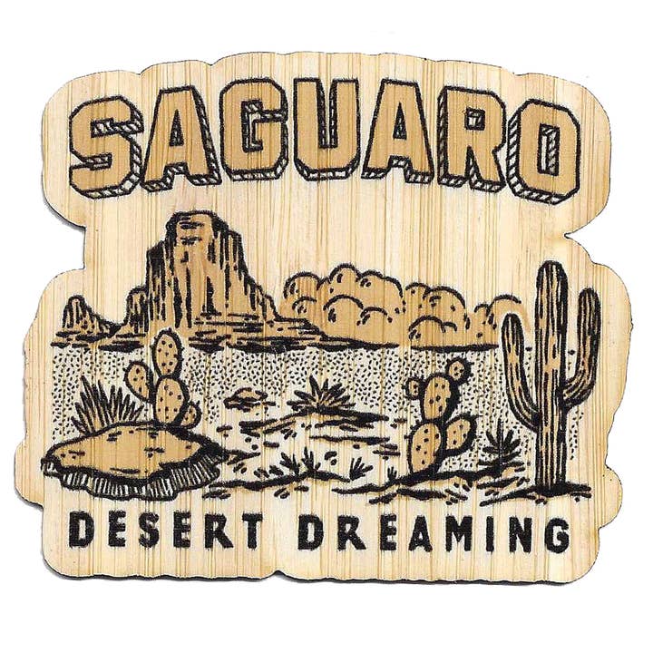 Saguaro Desert Dreaming Bamboo Sticker for wholesale by Bamboo Wood Stickers