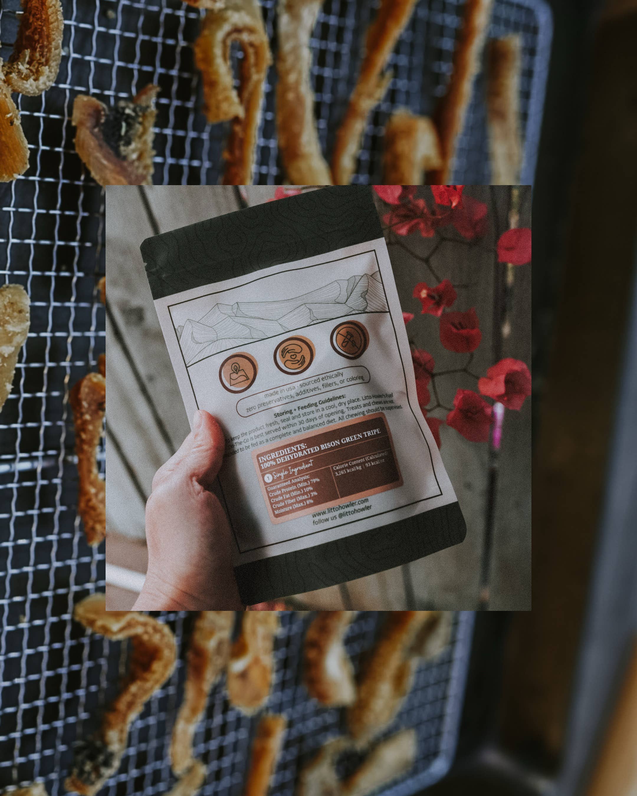 Litto Howler – wholesale Pet treats – Dog – Bison Green Tripe | 3 oz  5