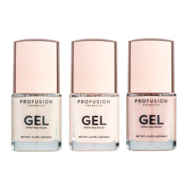 GO-TO NEUTRALS | 3PC GEL EFFECT NAIL POLISH SET for wholesale by Profusion Cosmetics UK