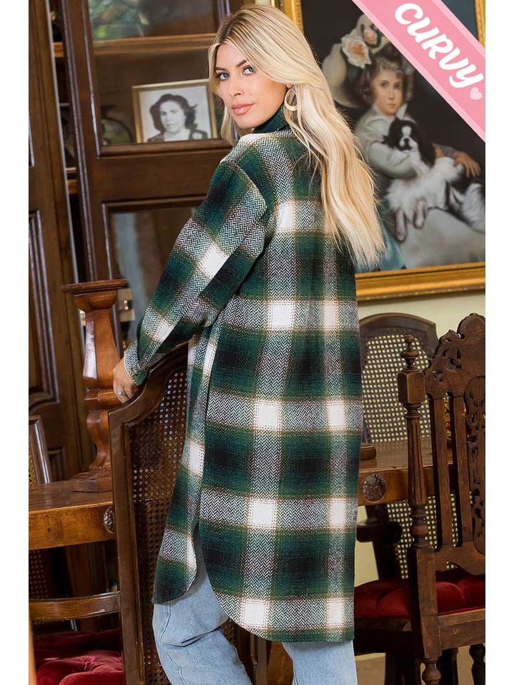 Sweet Lovely by Jen - Wholesale Shirt Jacket/Shacket - Women's - PLUS SIZE SHACKET /PLAID COAT19
