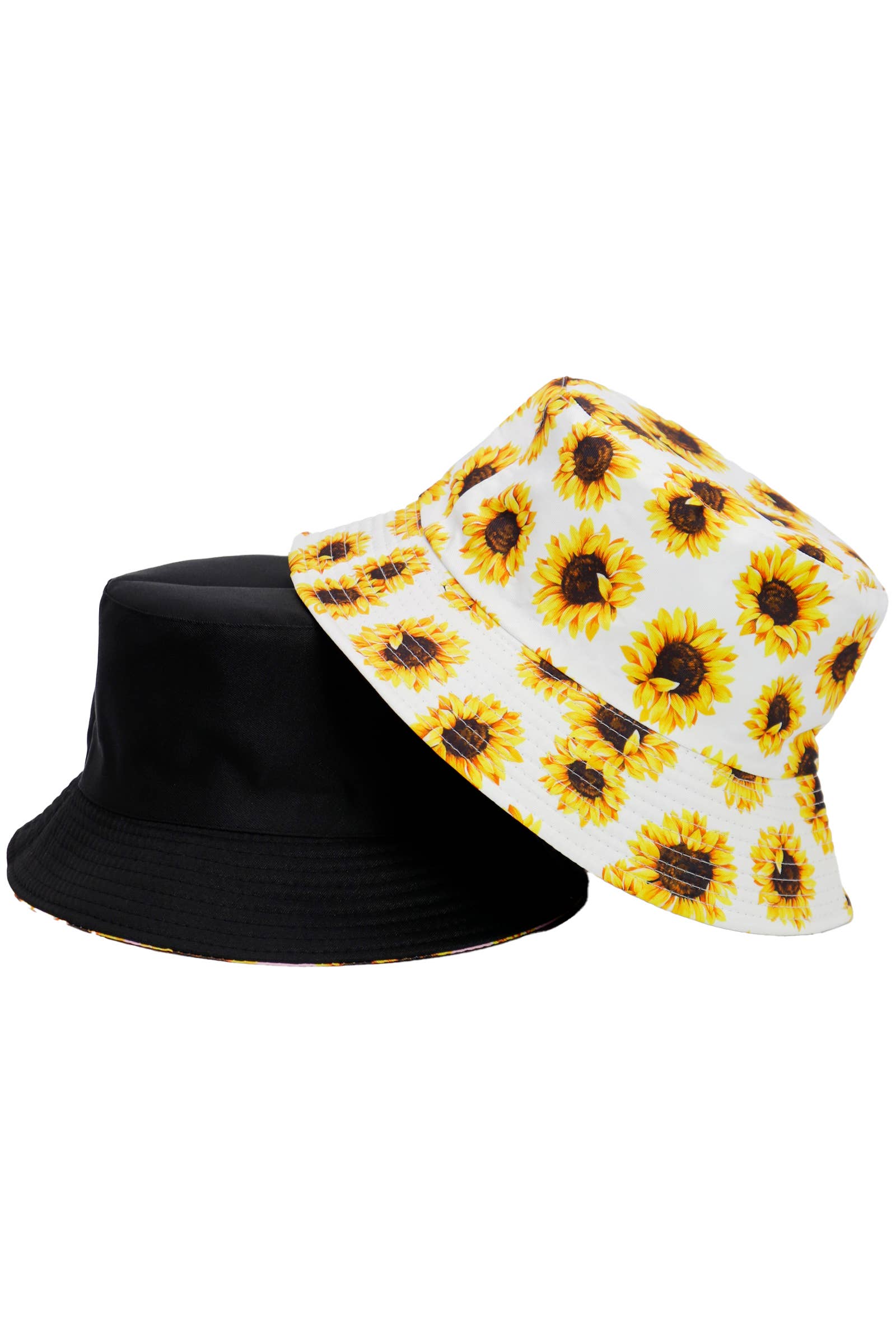 Cap Zone - Wholesale Bucket Hat - Women's - Sunflower Reversible Black Bottom Bucket Hat2