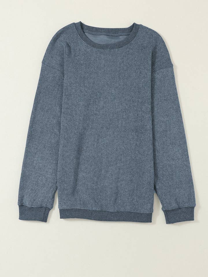 Suhkasana – wholesale Sweatshirt – Women's – Customizable Solid Ribbed Knit Round Neck Casual PulloverSweatshirt58