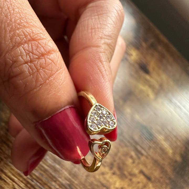 Gemscape UK – wholesale Multi-stone ring – Twin Heart Open Ring - Gold17