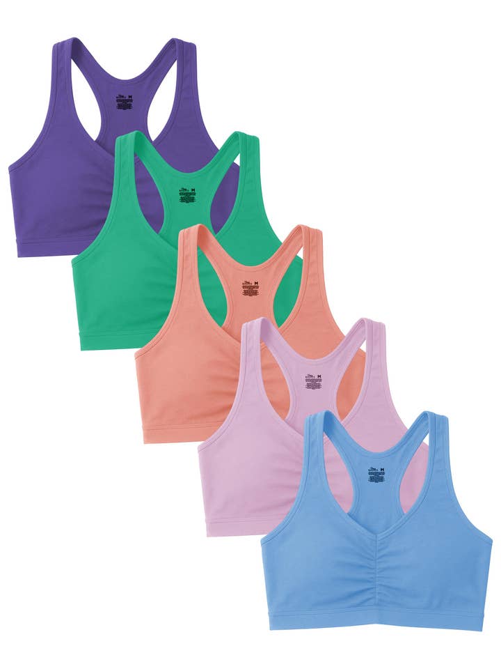 I-Wear Brands - Venta al por mayor Sujetador deportivo - Mujer - Sujetador deportivo de algodón con espalda cruzada para mujer, paquete de 5