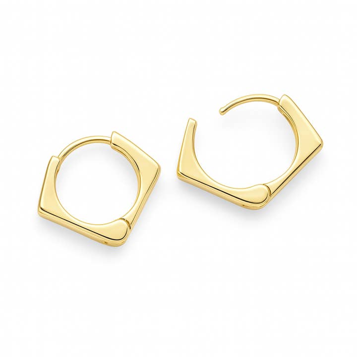 Sedy Jewelry - Wholesale Hoop Earrings - Geometric Hoop Earrings, Gold Plated Brass, 1.6 cm1