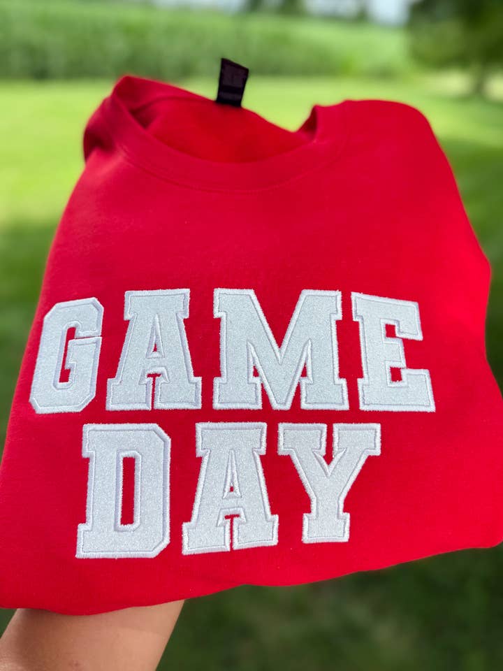Game Day Glitter Embroidered Sweatshirt for wholesale by Top Notch