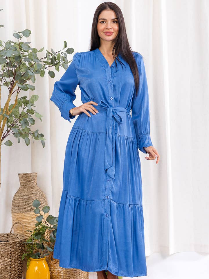 Robe Maxi à Étages avec Boutons H007X-S Grande Taille pour la vente par H&H Fashion Inc.