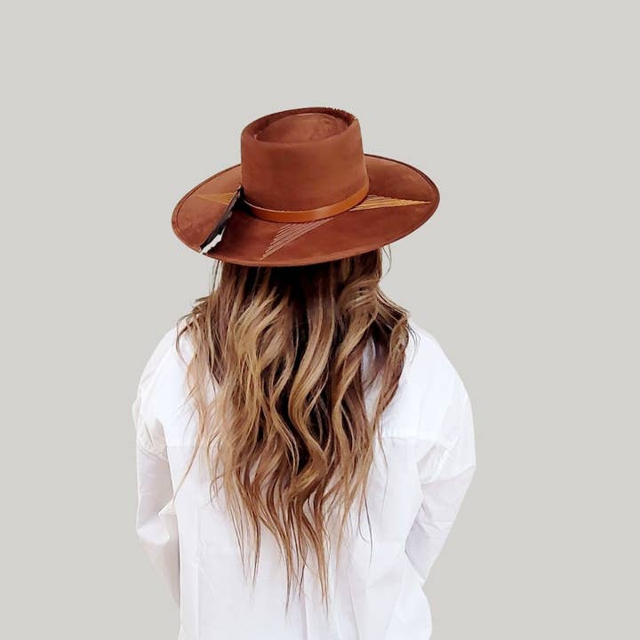 Tobacco GISELLE Gambler Crown Hat for wholesale on Faire