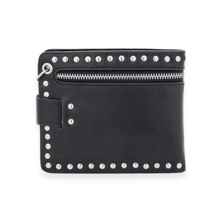Black Skull Studded Grommets Biker Wallet for wholesale on Faire1
