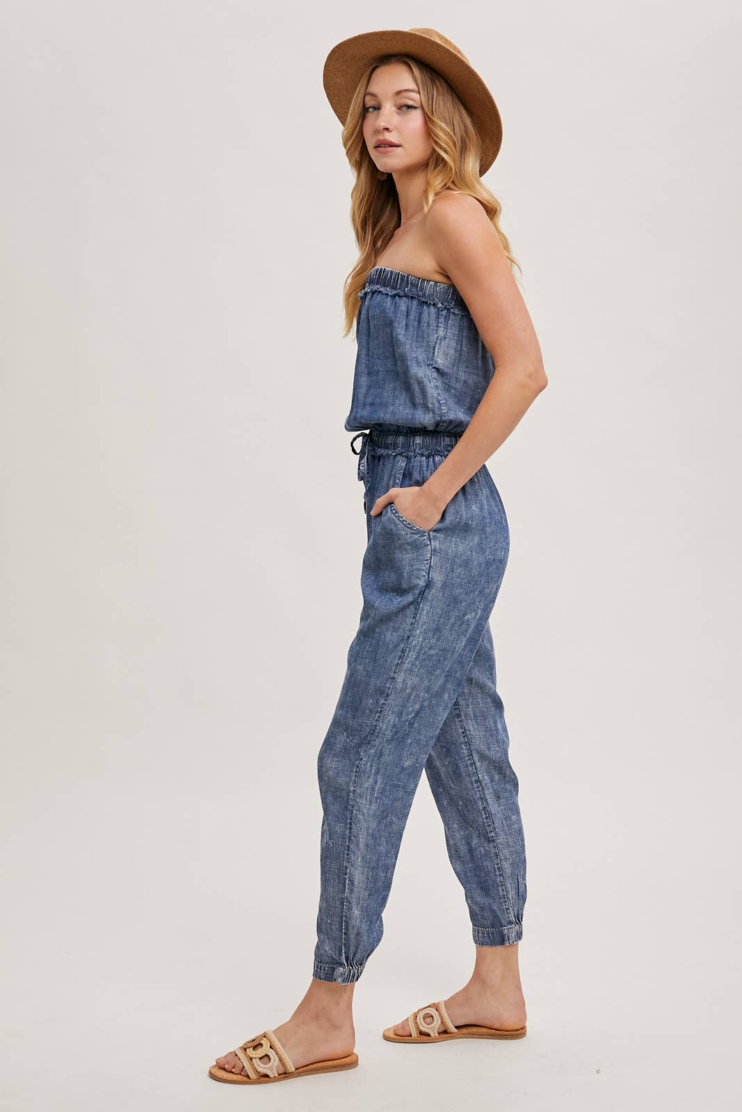 WASHED DENIM ACID WASH TUBE JUMPSUIT for wholesale on Faire5