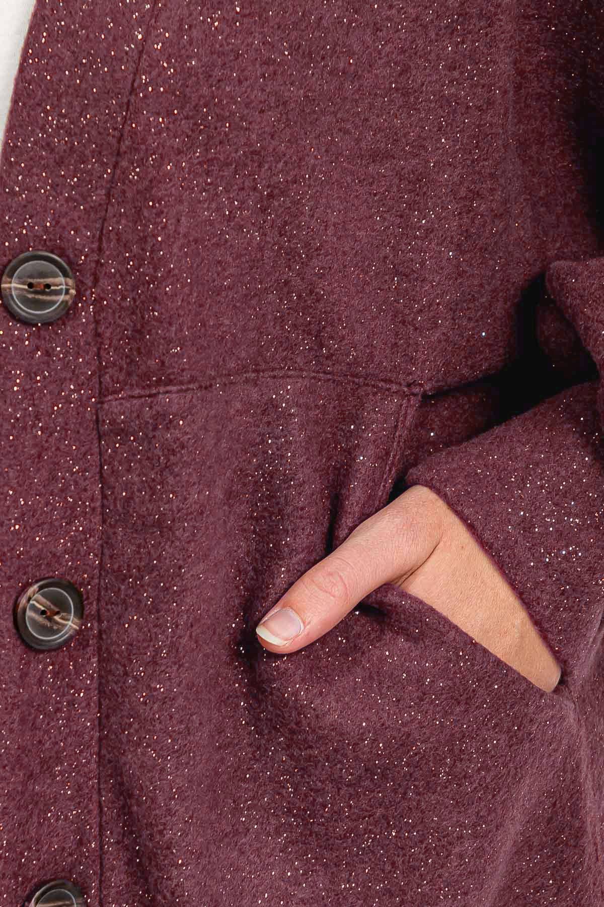 7th Ray – wholesale Cardigan – Women’s – Gold Glitter Detail Button Down Cardigan T604014