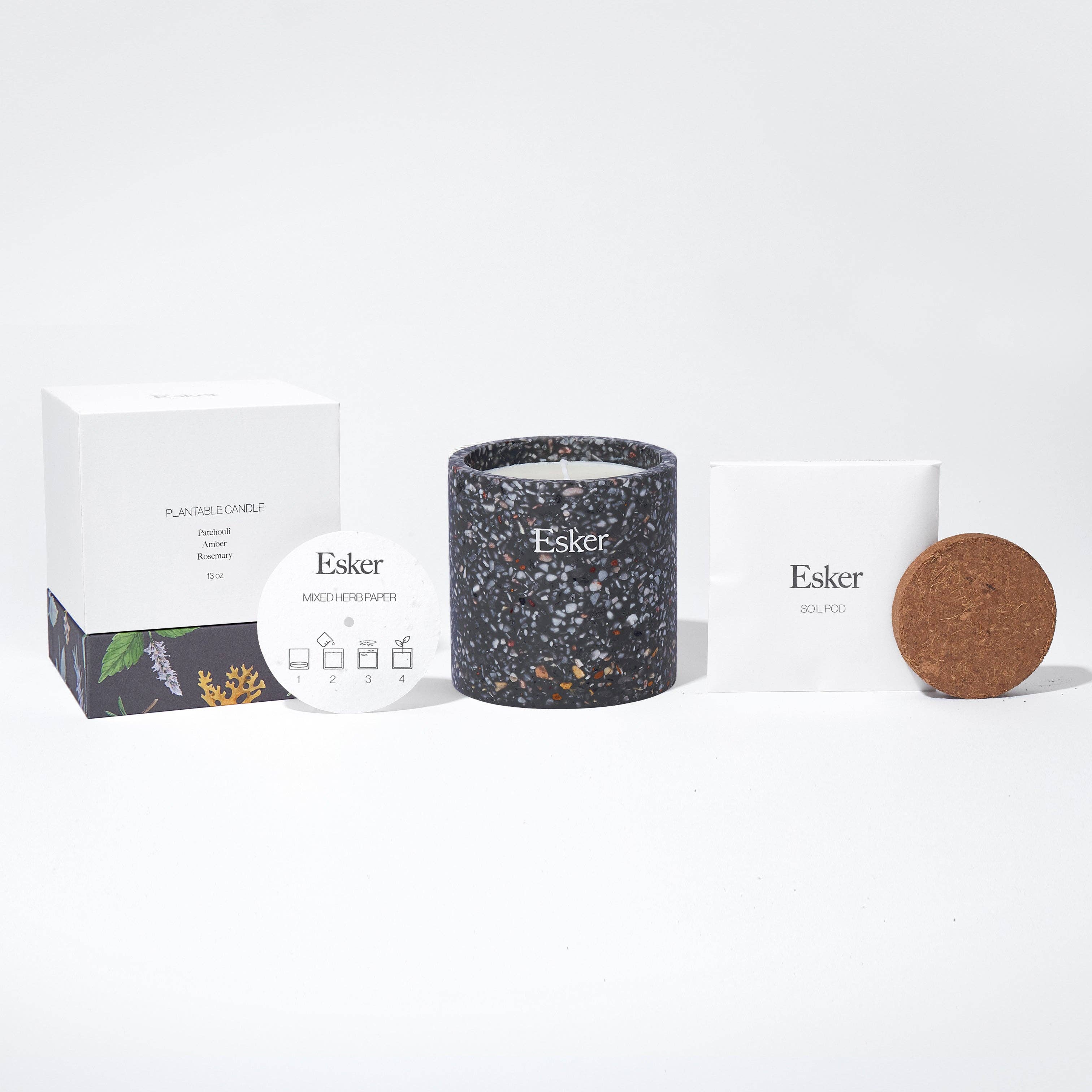 Esker - Vente Bougie en bocal - Bougie plantable en travertin4