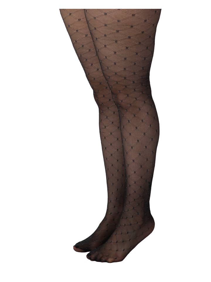 Pamela Mann – wholesale Tights – Women's – Criss-Cross Glitter Spot Curvy Super Stretch Tights