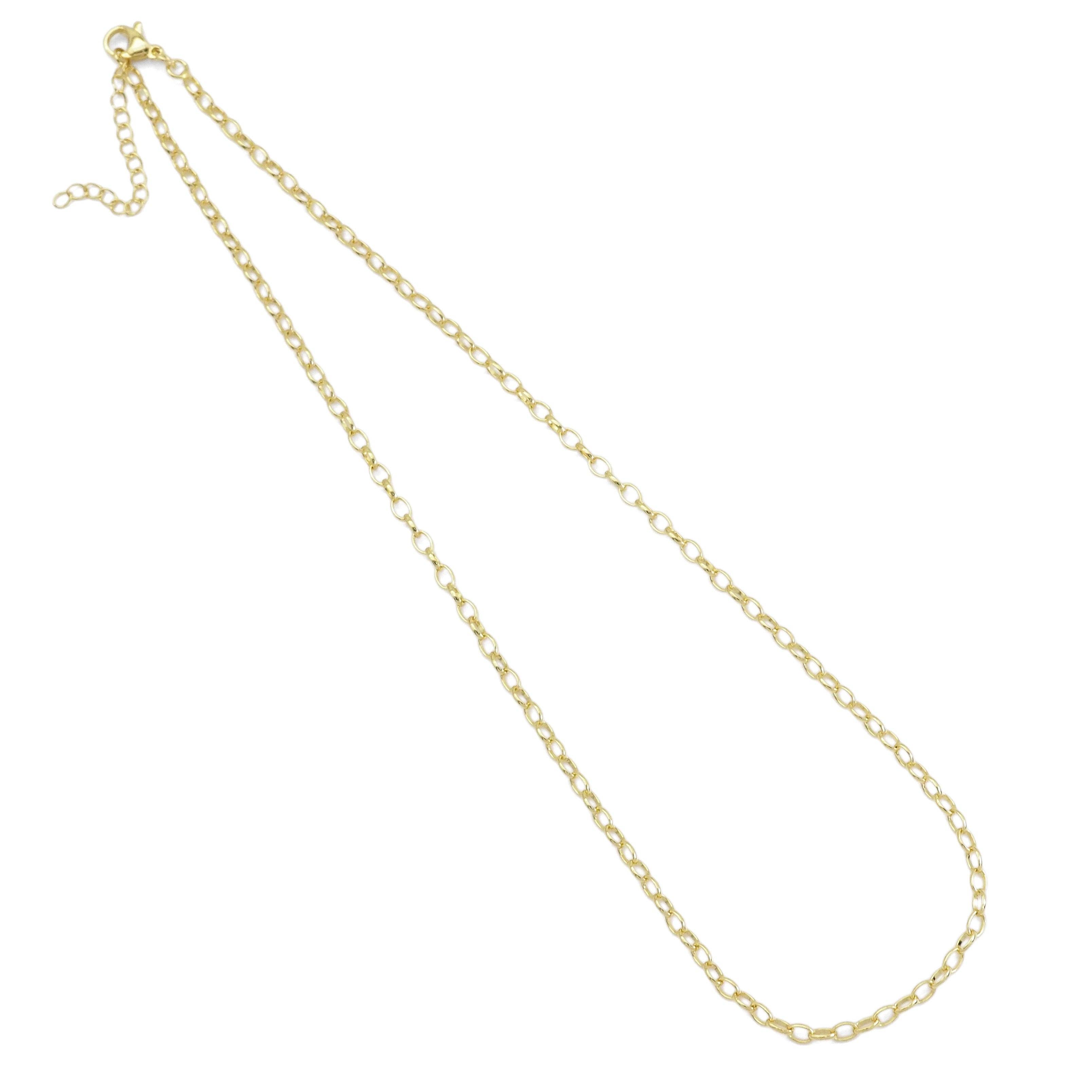 BestBeads&Beyond - Wholesale Link & Chain Necklace - Thin Oval Link Gold Adjustable Necklace, Sku#LD4940