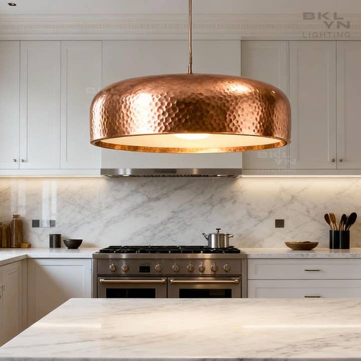 Candeeiro de Teto em Cúpula de Cobre Martelado para Ilha de Cozinha por atacado de NOMAD&FASHION