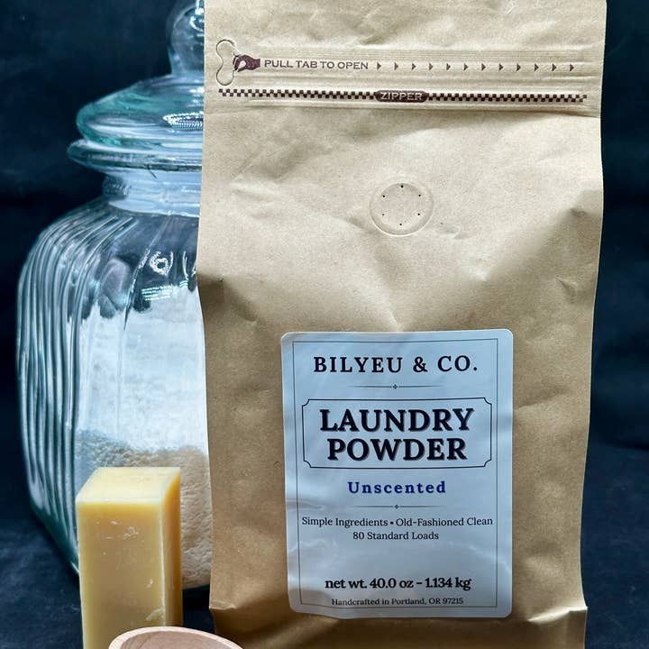 40 oz. Unscented Natural Laundry Powder Detergent for wholesale by Bilyeu & Co.
