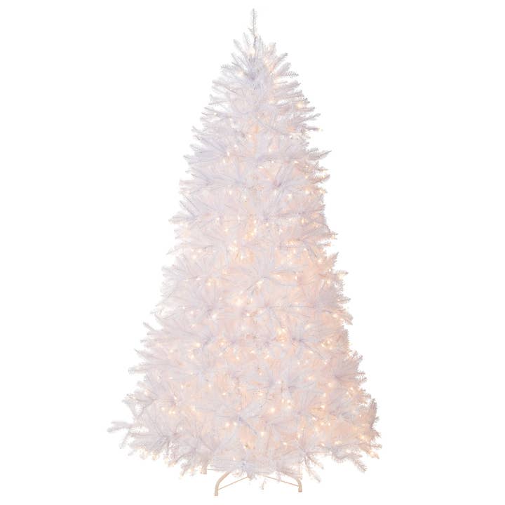 9 ft. Pre-Lit Dunhill Fir White Tree with Clear Lights, Plug-In for wholesale by National Tree Company