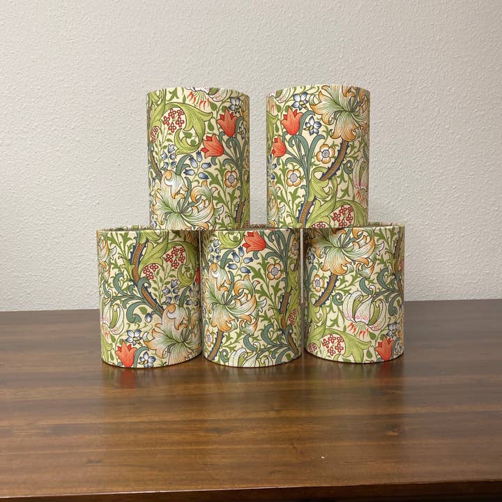 LouSeal Handmade Lampshades - Wholesale Lamp Shade - William Morris Golden Lily Fabric Sconce Chandelier Candelabra Lampshade5