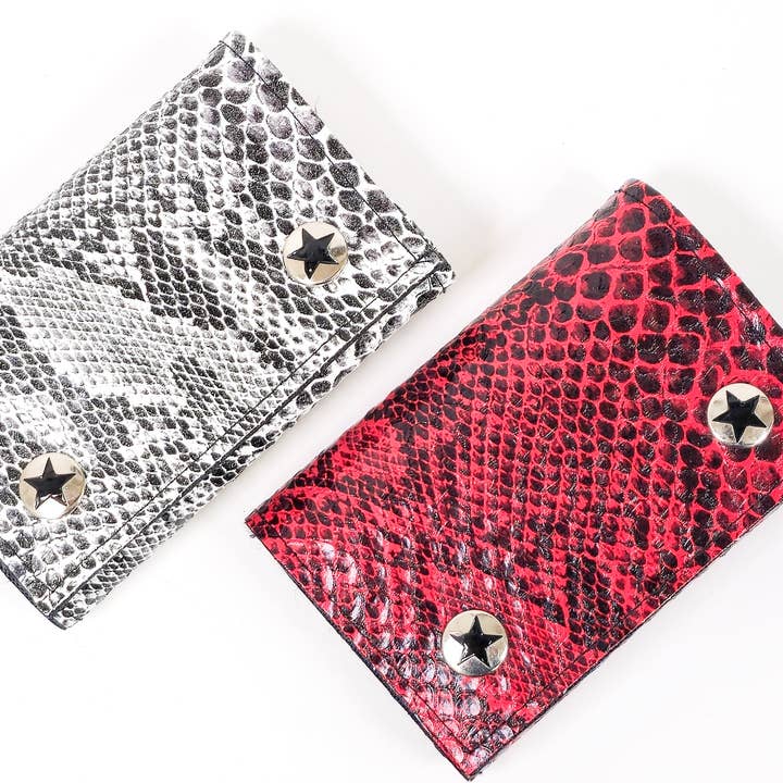 WSNK100 CARTEIRA DE MOTOQUEIRO EM PELE DE SERPENTE por atacado de Funk Plus