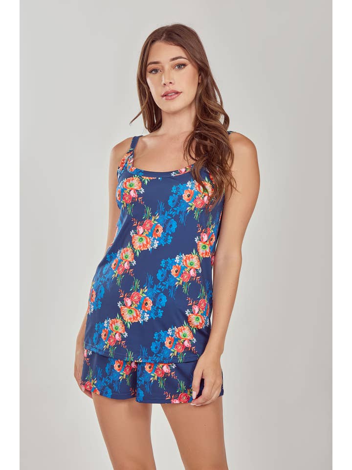 Blue Elsia Printed Self Tie Robe with Inner Ties for wholesale on Faire