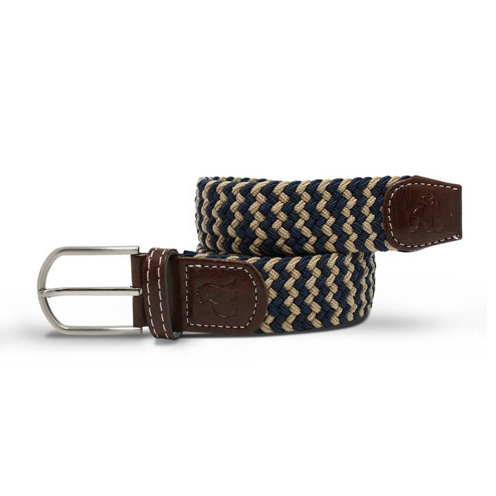 Cinto de tecido - Zigzag Bege/Blue por atacado de Swole Panda