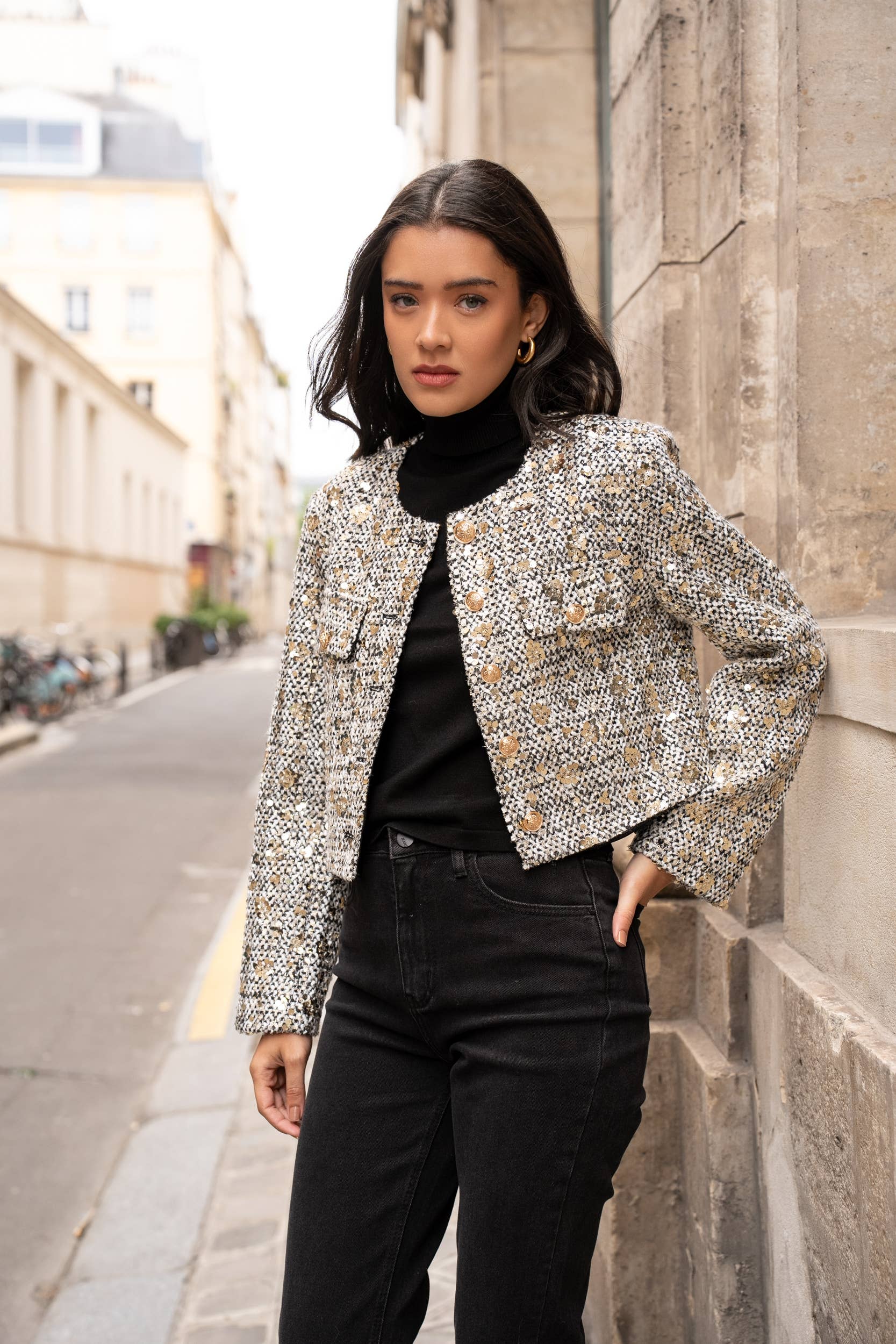 CHOKLATE PARIS - Wholesale Jacket – Women's - Jenny short sequin tweed jacket - CK08346-5