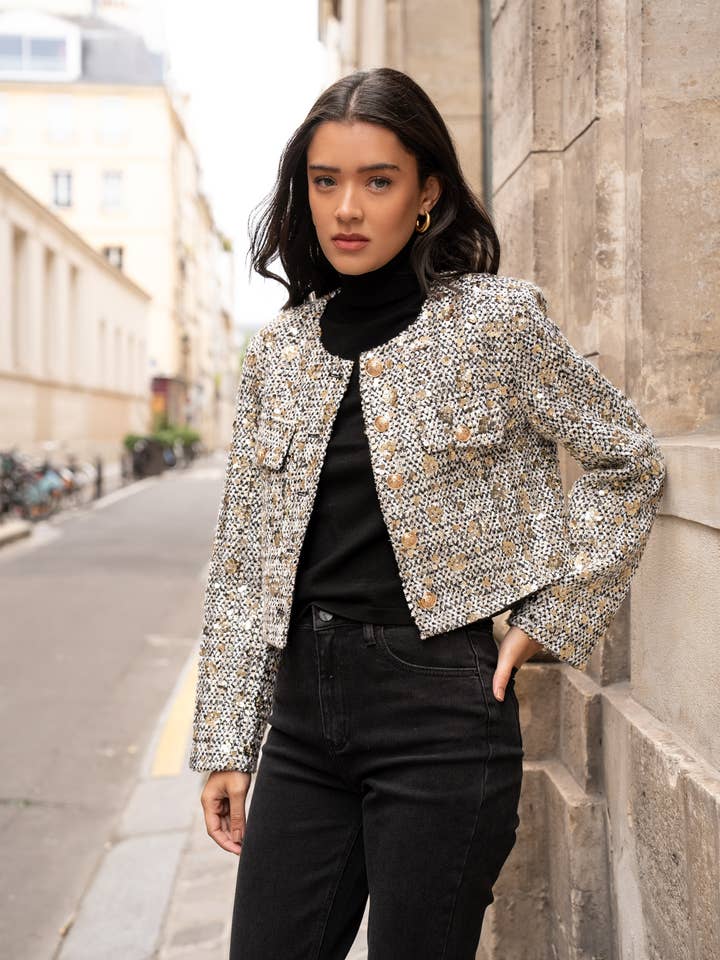 CHOKLATE PARIS - Wholesale Jacket – Women's - Jenny short sequin tweed jacket - CK08346-50