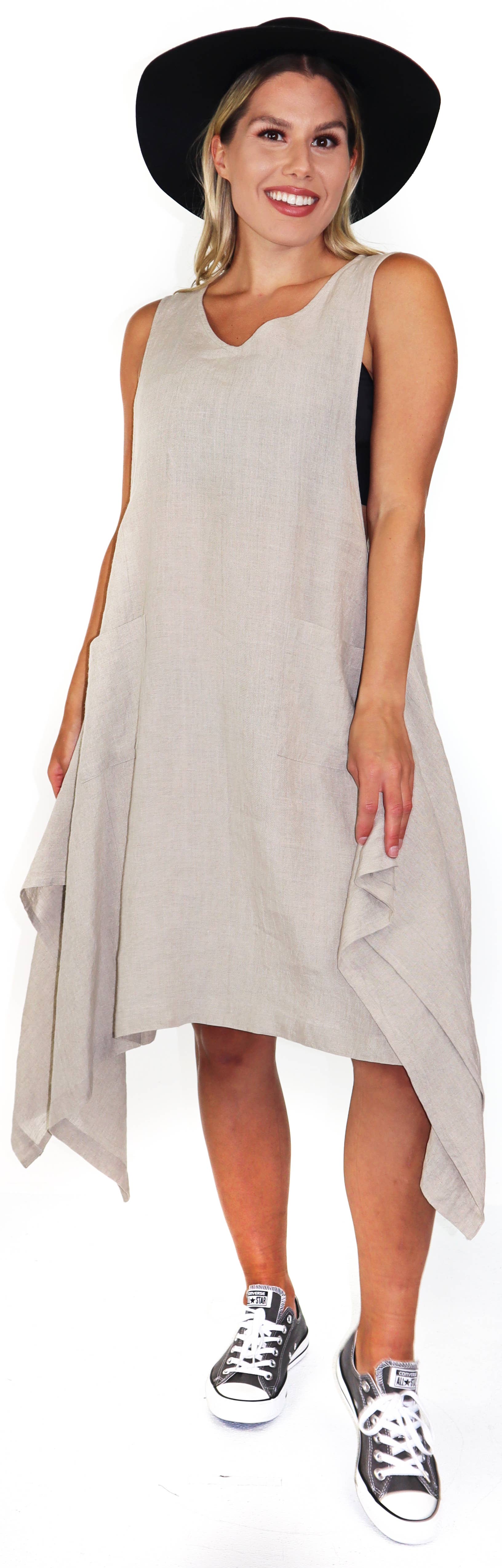 LINEN AND GAUZE - Wholesale Dress - Women's - 3292 Linen Dress7
