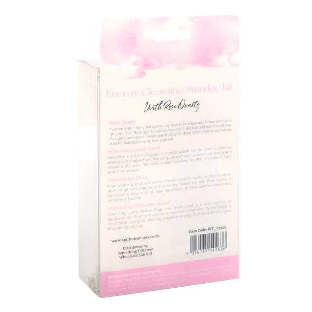 Something Different Wholesale - Wholesale Sage Bundle - White Smudge Kit with Rose Quartz Crystal