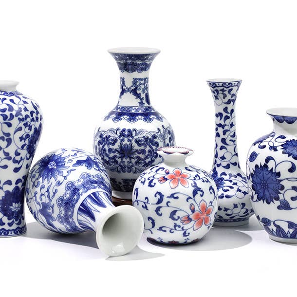 Sweet Home Deco - Wholesale Vase - Chinoiserie Bud Vase, Porcelain Vases, Blue and White Vases