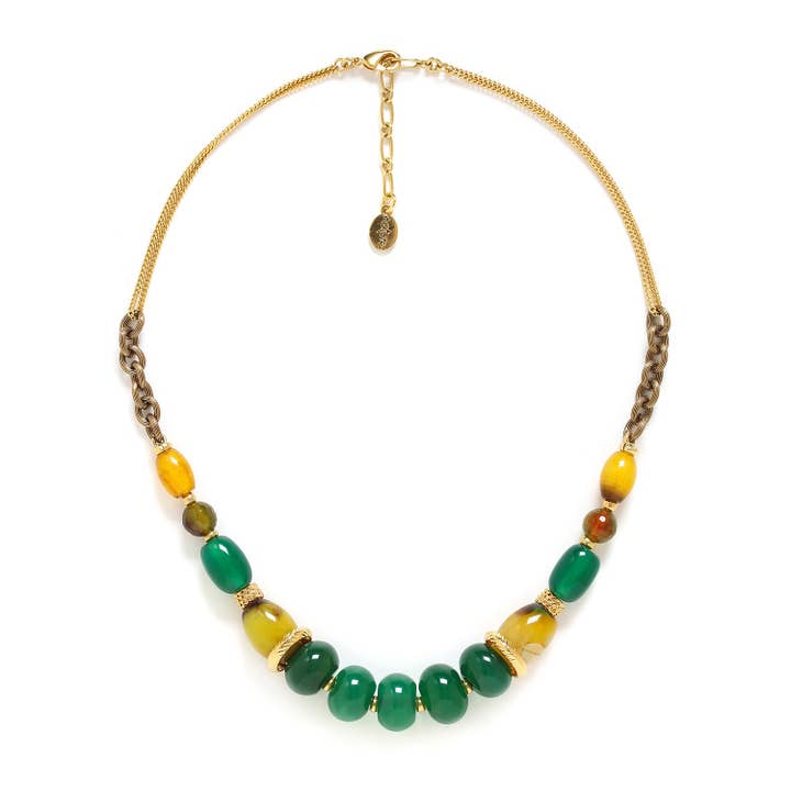 Agata Verde - Green Short Necklace for wholesale by Nature Bijoux
