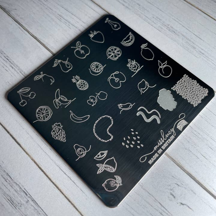 Placa de estampagem de unhas de frutas abstratas por atacado de MissLucyUK