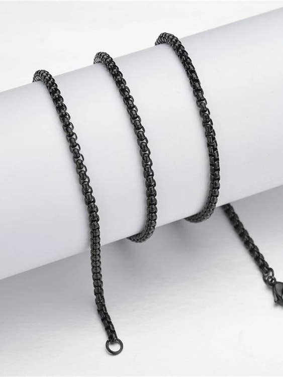 2 mm Edelstahlkette Halskette N4487-Schwarz für den Großhandel von Ole