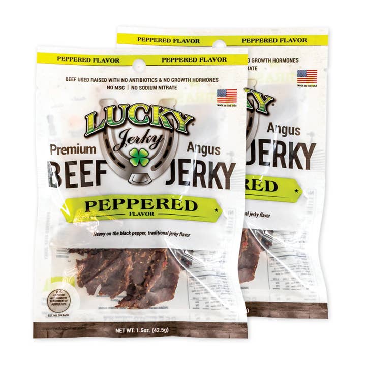 1.5oz Peppered Slab Jerky for wholesale by Nebraska Star Beef/Lucky Beef Jerky