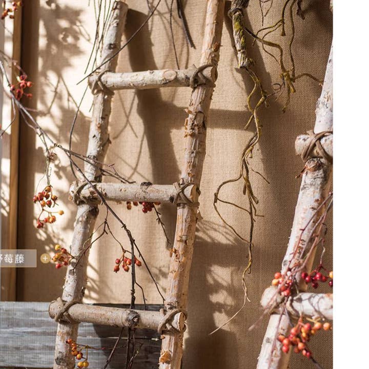 Rustic Reach - Wholesale Free Standing Shelf - White Birch Wood Decorative Ladder