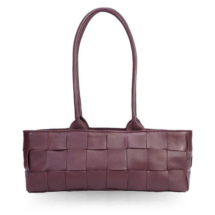 MANDRN - Wholesale Top Handle Bag - Women's - Woven Rosalie - Burgundy