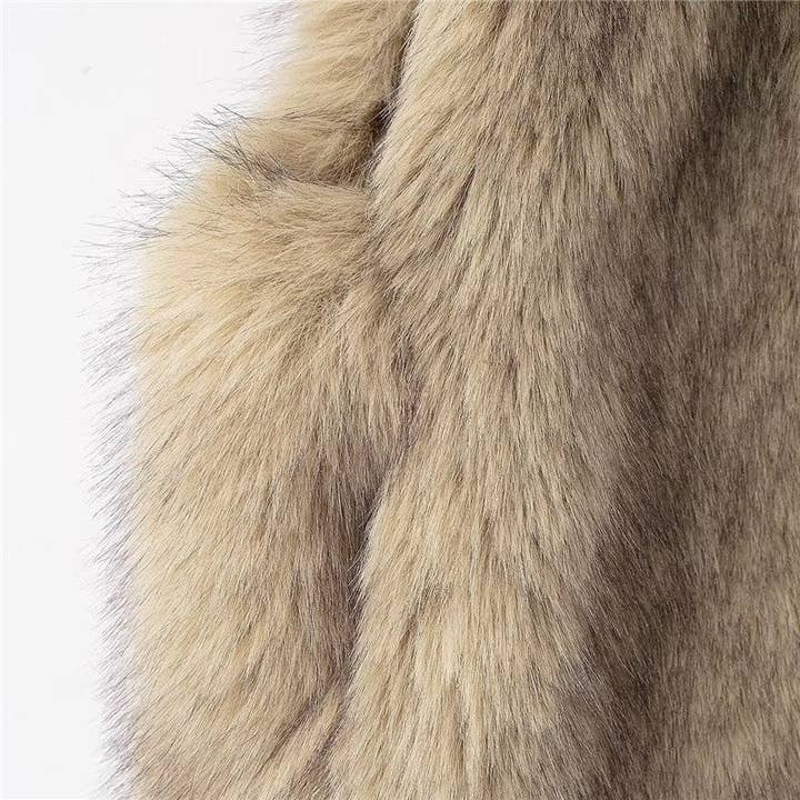 KHAKI Stylish Faux Fur Vest In Solid Color for wholesale on Faire5