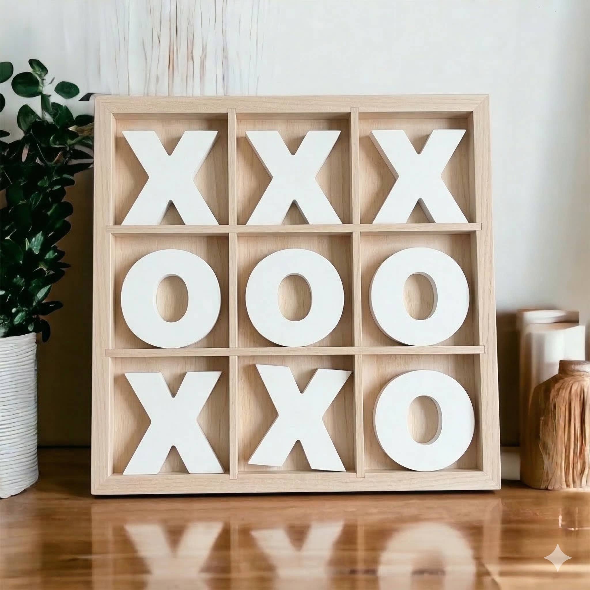 Gia Roma - Wholesale Decorative Tabletop Object - Wooden Tabletop Game + Decor, Tic Tac Toe Wood Game, Rustic1