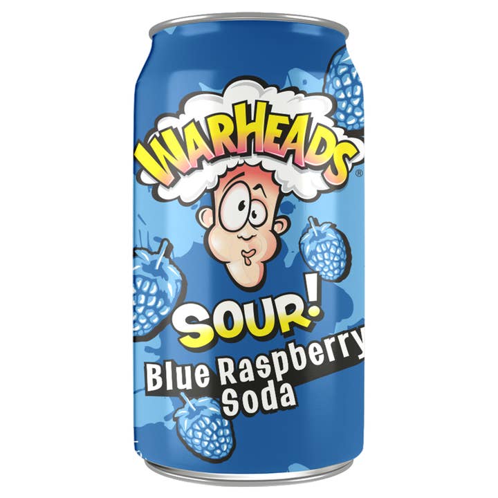 Grandpa Joe's Candy Shop - Wholesale Soda/Carbonated Drink - Warheads Sour! Soda - Blue Raspberry, 12oz Can