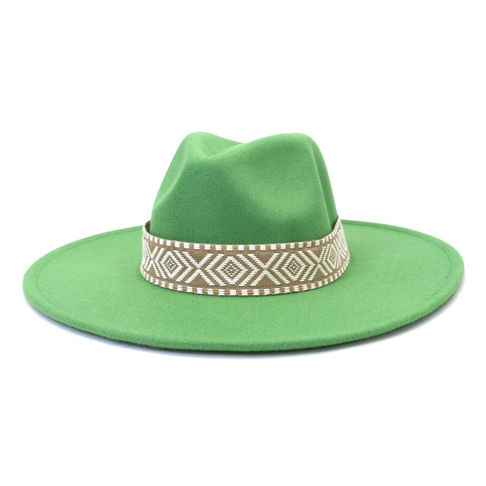 Suzie Q USA - Wholesale Fedora - Women's - Big Brim Peach Heart Top Aztec Pattern Belt Jazz Hat5