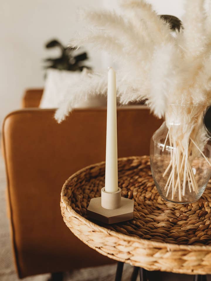 Concrete Hexagon Candle Holder for wholesale by Alex + Theo