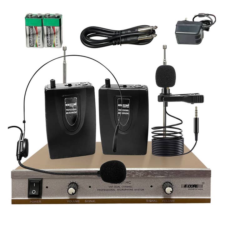 5Core Wireless Microphones 1 Headset 1 Collar Mic + Receiver for wholesale by K Cube Inc