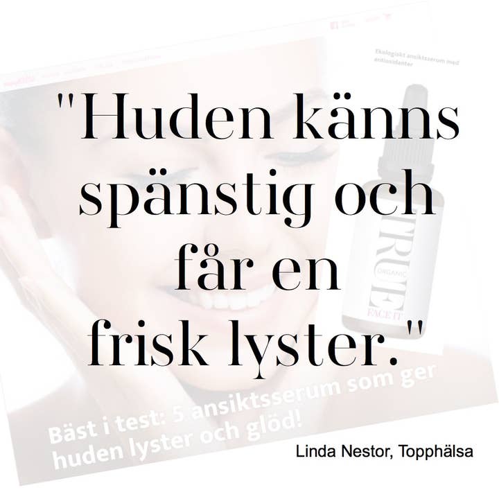 True organic of Sweden USA - Wholesale Facial Serum/Concentrate - Face It - A fast absorbing potent organic serum with a high concentration of active ingredients1