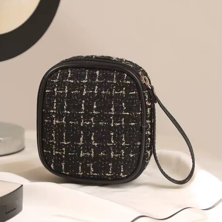 Fashion City - Wholesale Makeup/Cosmetic Bag - Houndstooth Pattern Cosmetic Travel Bag