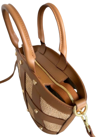 JIJOU CAPRI - Wholesale Crossbody Bag - Women's - Cecile Leather & Raffia Studded Crossbody Bag JIJOU CAPRI4