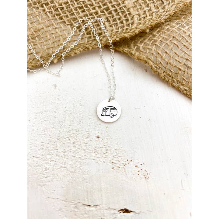 Words By Heart - Wholesale Pendant/Charm Necklace - Camper Disc Necklace. - Camping Outdoors Jewelry