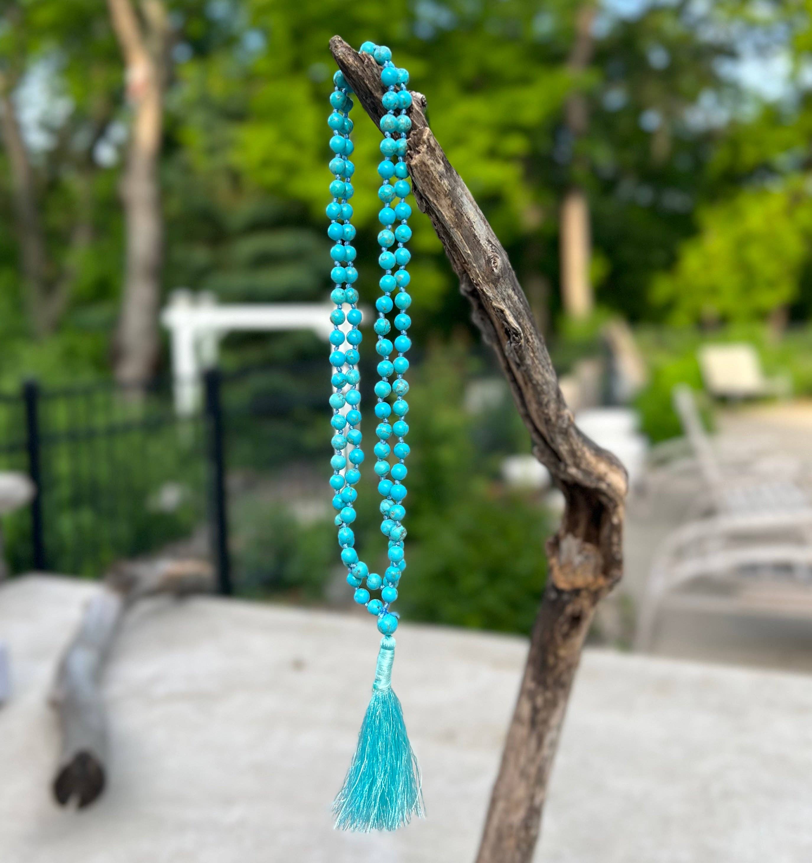 Lungta Imports – wholesale Prayer beads necklace – Tibetan Buddhist Turquoise Hand Knotted Mala, Rosary 108 Beads, Japa Mala, Meditation Mala, Mala Necklace, Free Silk Pouch6